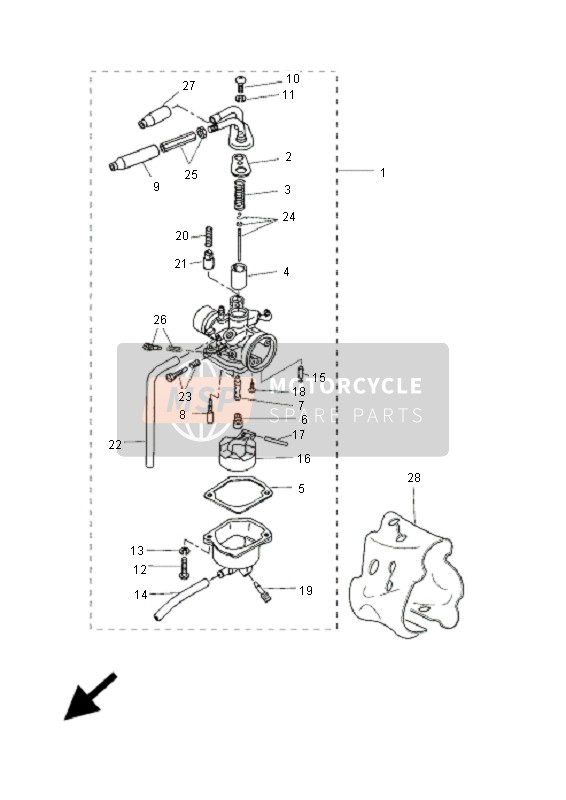 Yamaha CW50RS BWS 2009 Carburatore per un 2009 Yamaha CW50RS BWS